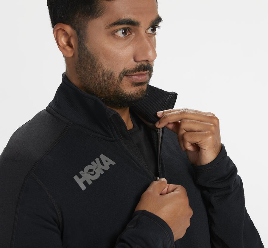 Hoka One One Tops Mens Black - 1/2 Zip Midlayer - 83072BAET